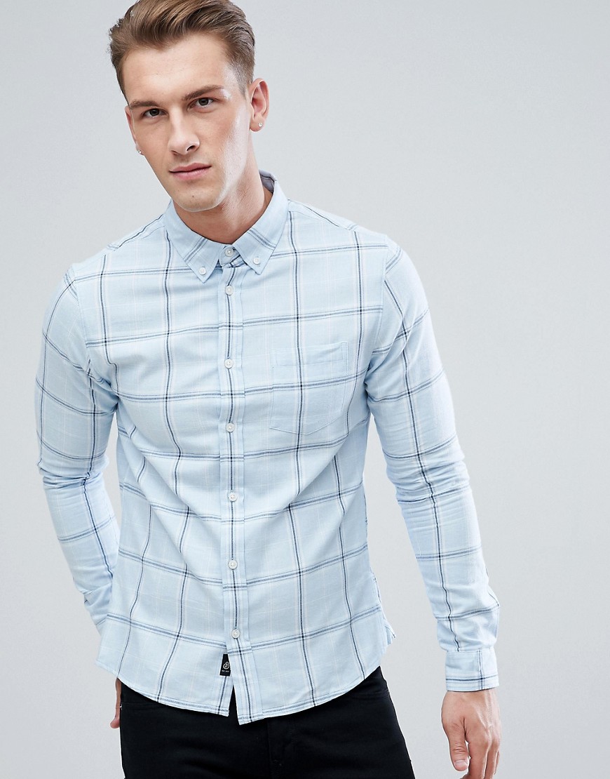 Burton Menswear Checked Shirt In Light Blue - Blue