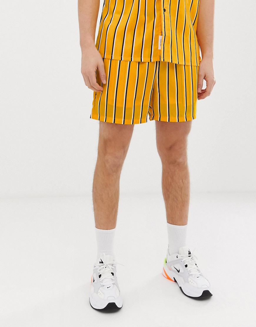 Liquor N Poker co-ord shorts in mustard with stripe