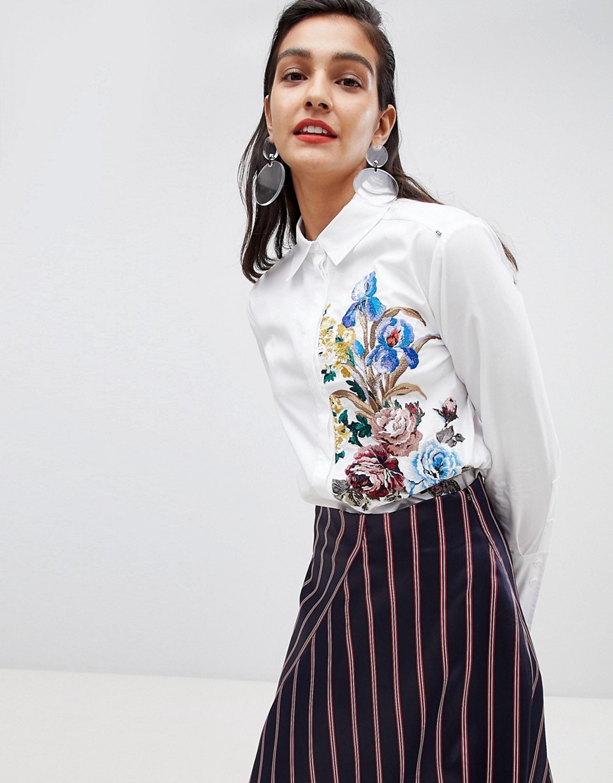 Sportmax Code Embroidered Floral Shirt - 001 white