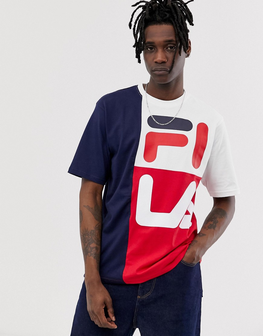 Fila Indo colour block t-shirt in navy