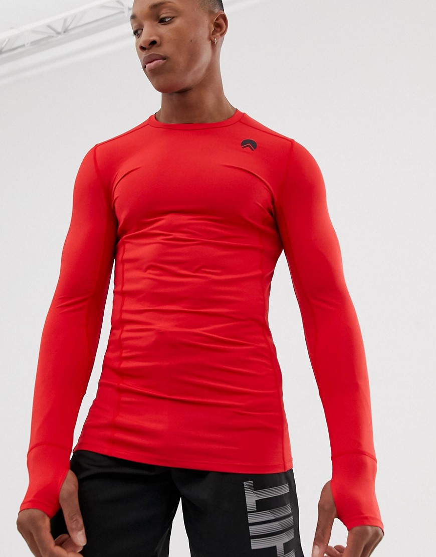 HIIT muscle fit long sleeve tshirt in red