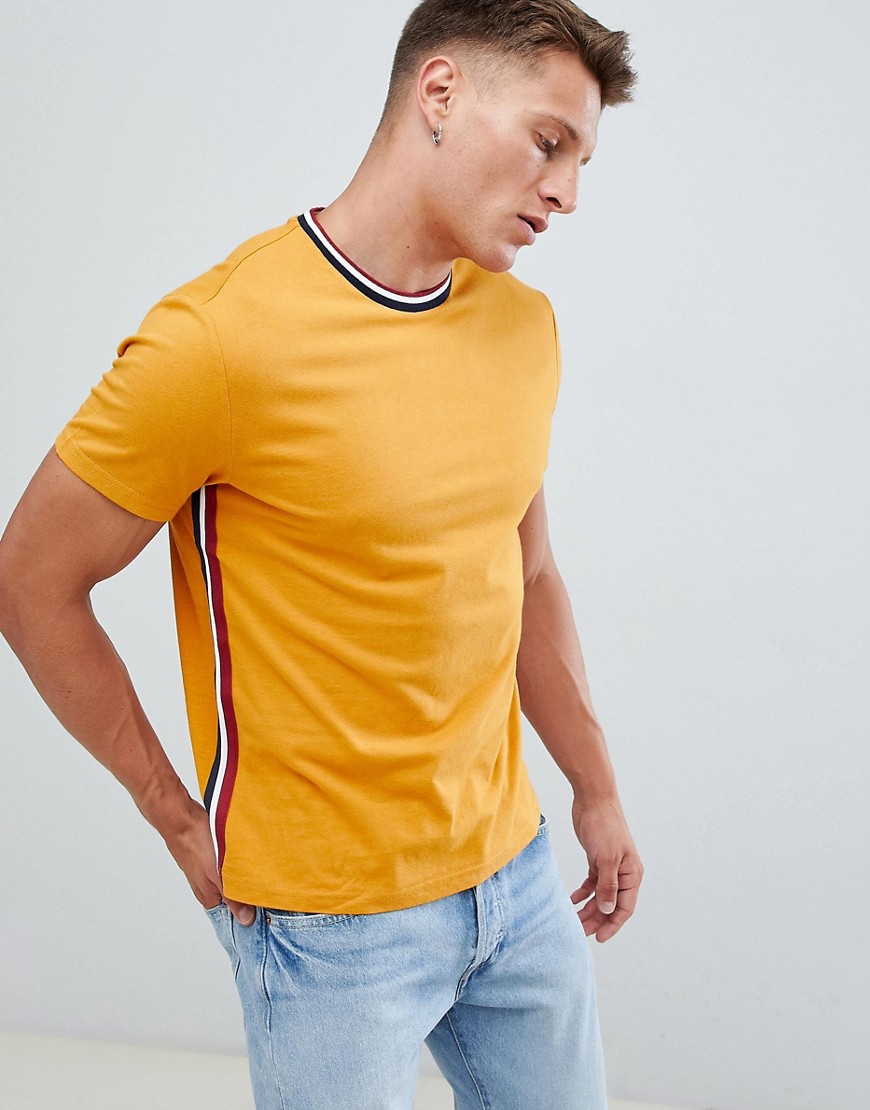 Pier One T-Shirt In Yellow With Neck Taping - Yellow