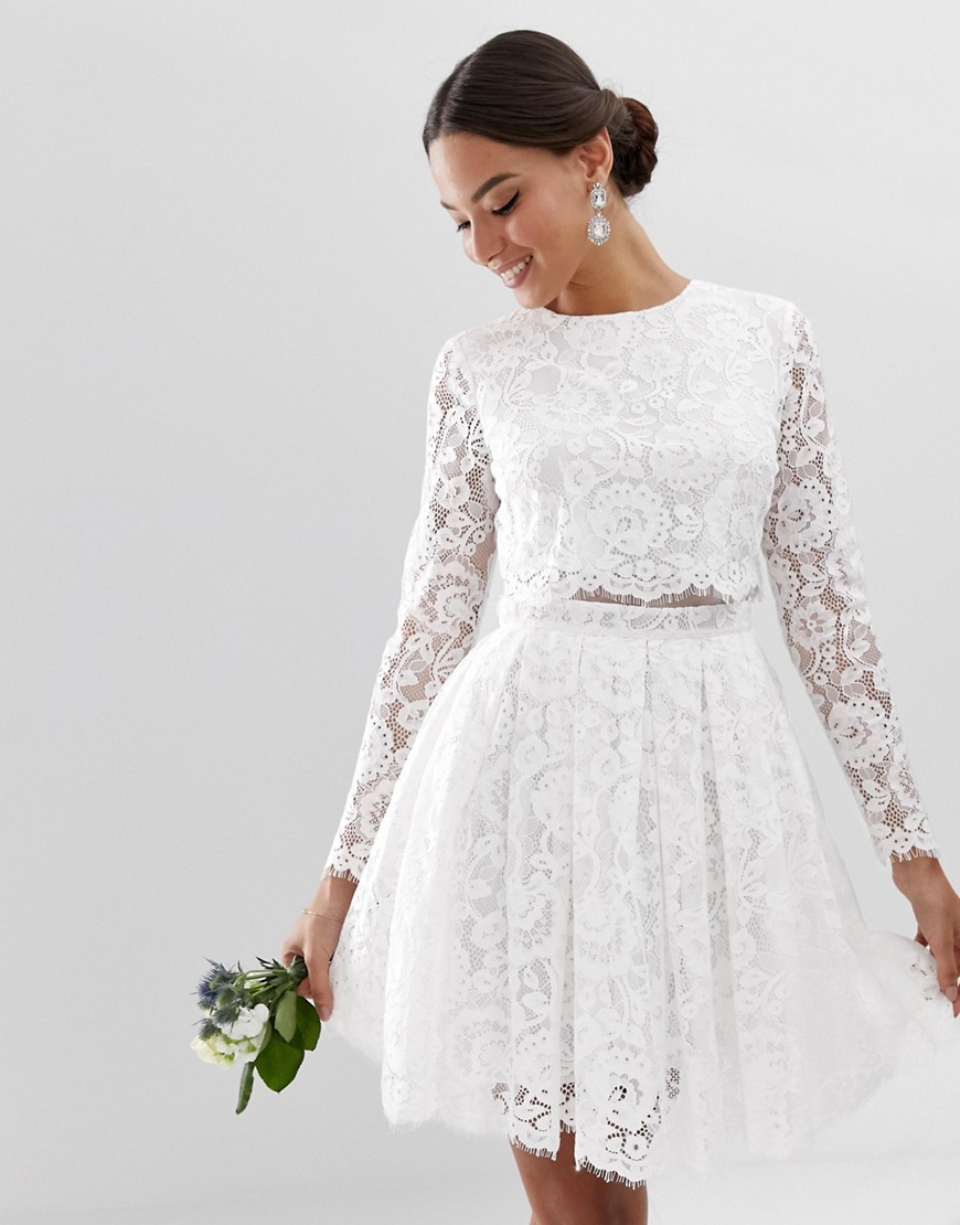 ASOS EDITION crop top lace mini wedding dress