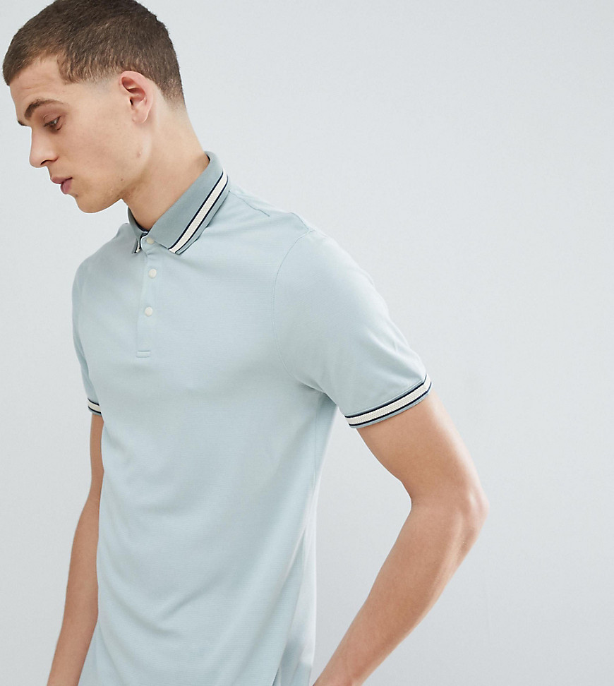 Ted Baker T For Tall polo shirt in blue with contrast tipping - Green