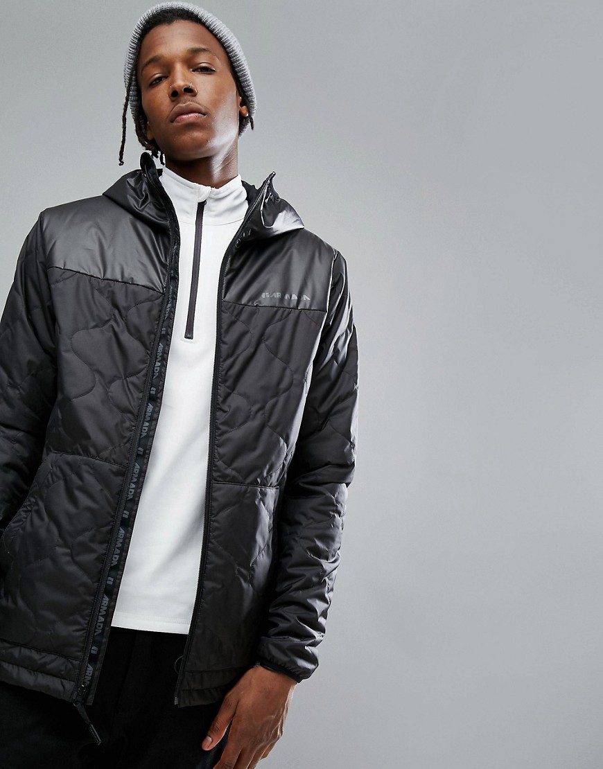 Armada Gremiln Quilted Puffer Jacket Hooded in Black