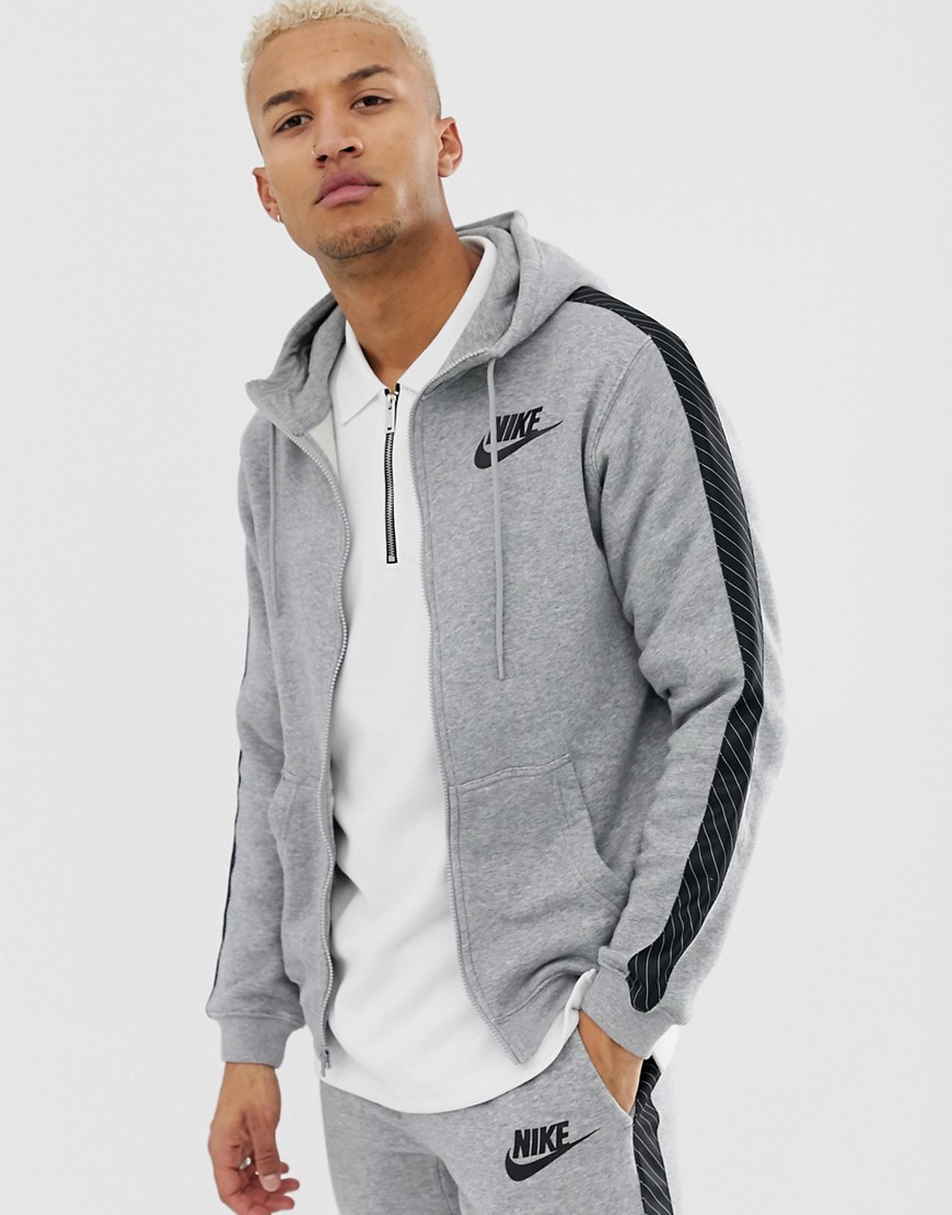 Nike Hoodie With Striped Side Tape In Grey BQ0678-063