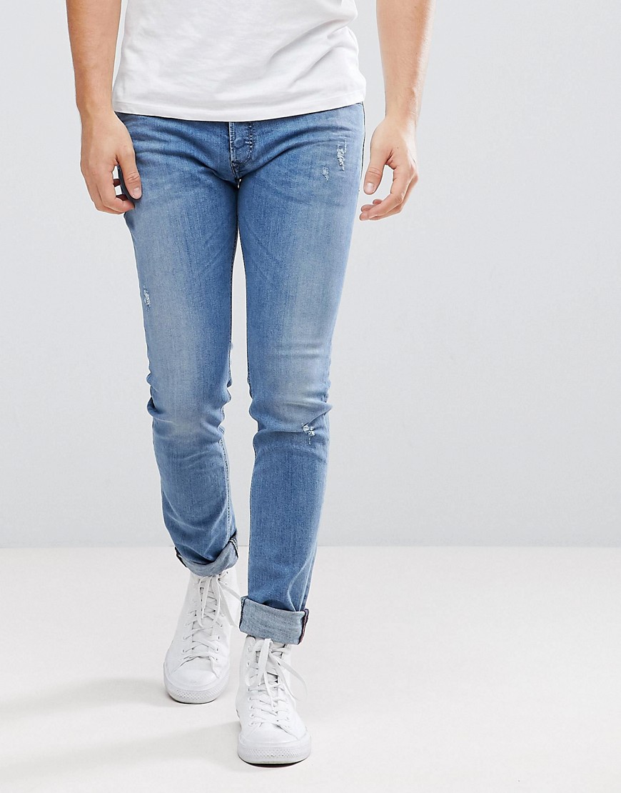Diesel Sleenker Jeans in Lightwash with ABRASIONS - Lightwash