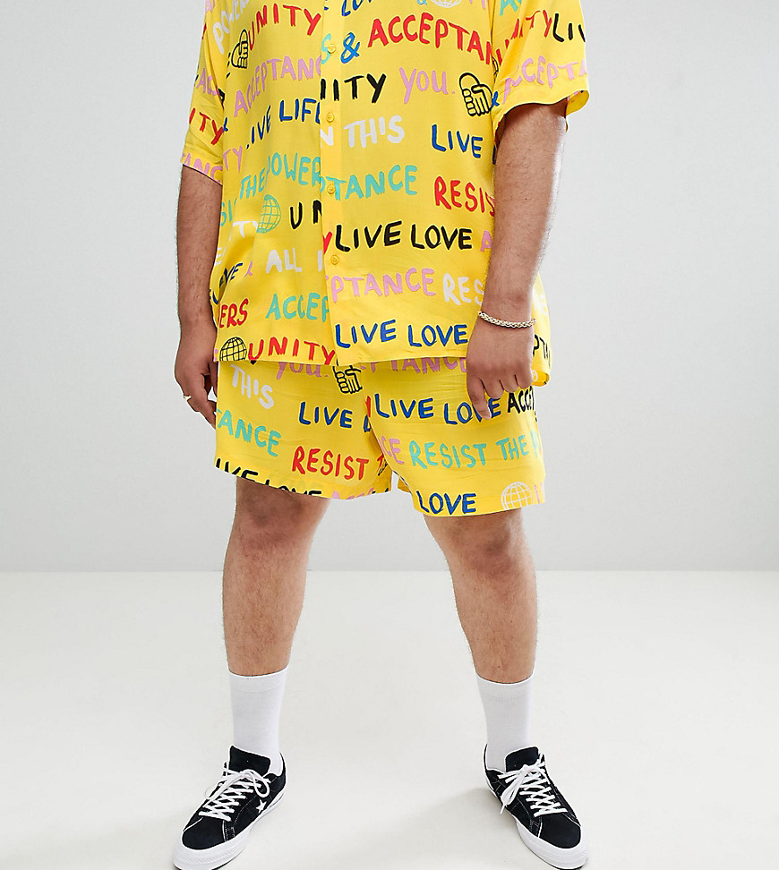 ASOS DESIGN x glaad& Plus shorts co-ord in scribble print