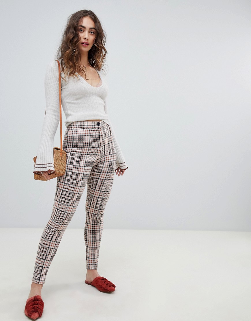 Free People Carnaby checked skinny trousers