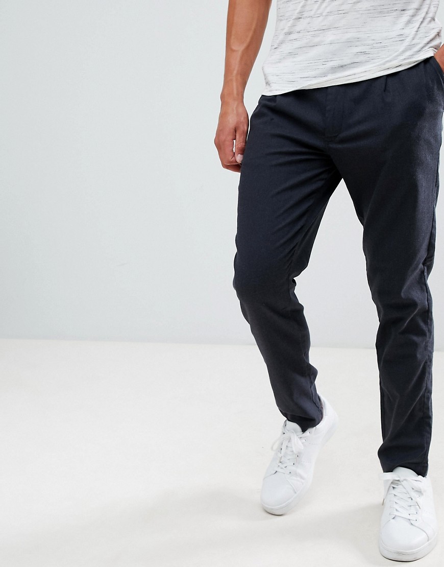 Selected Homme Trouser With Pleated Waistband In Tapered Fit - Antracit