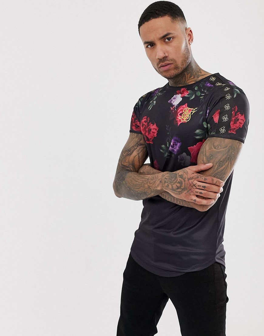 SikSilk t-shirt in faded floral print