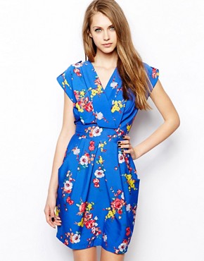 Closet London | Closet Wrap Front Tulip Dress in Summer Floral Print at ...