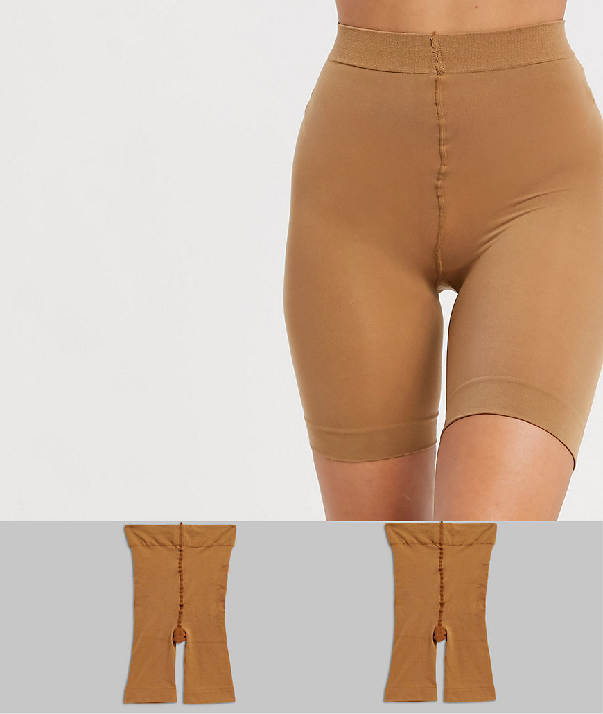 Asos Design 2-pack Anti-chafing Shorts In Golden Bronze-neutral