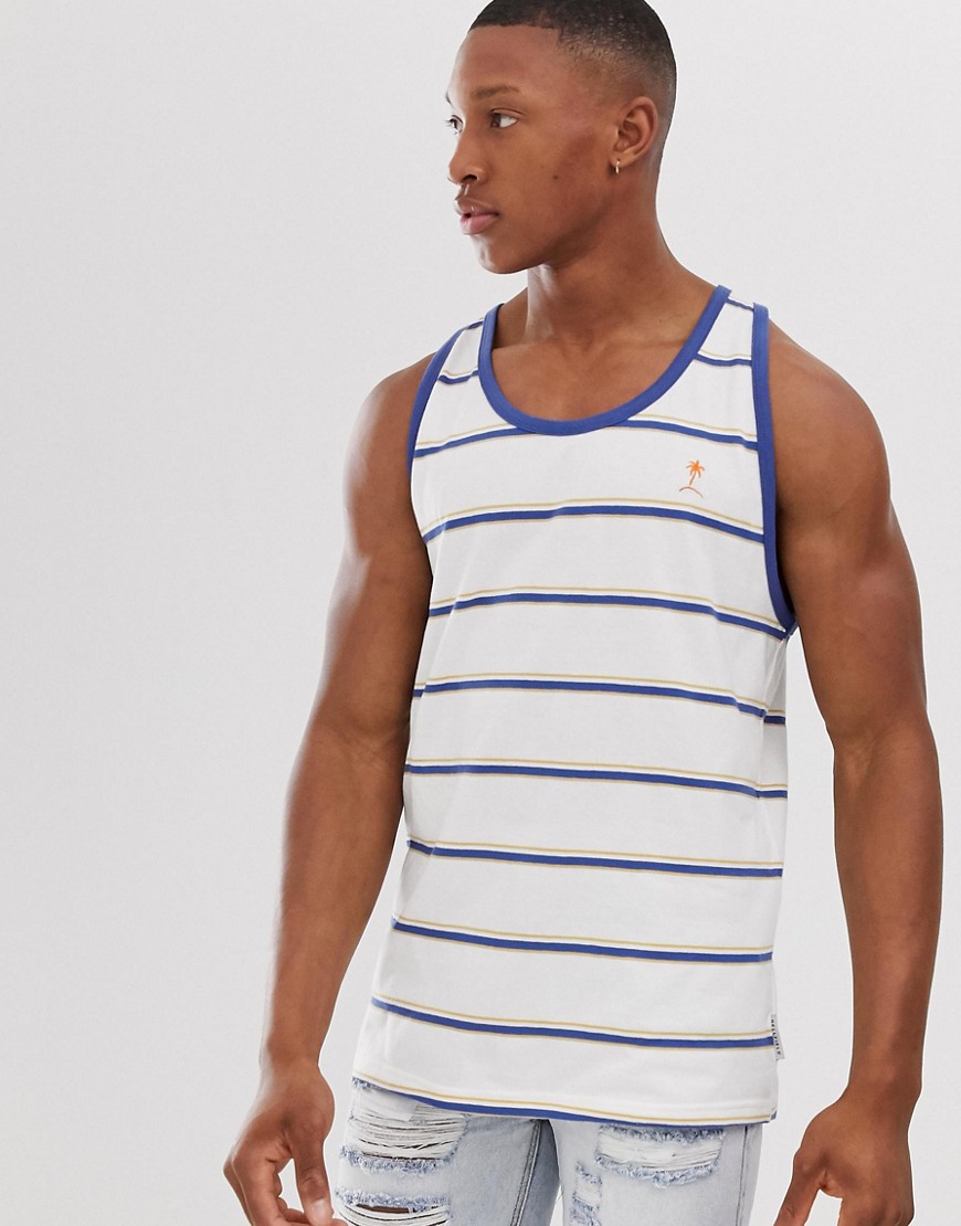 Bellfield vest with blue stripes in white
