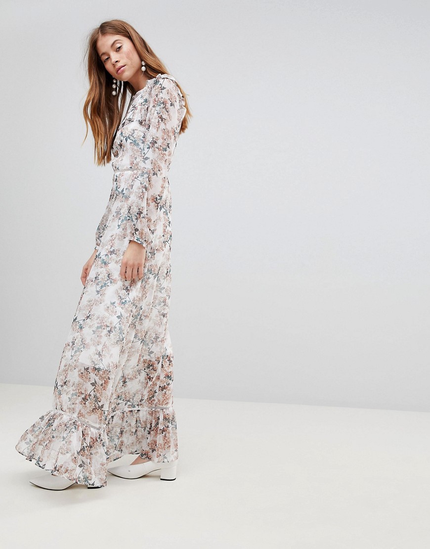 Glamorous Maxi Dress With Ruffle Layers In Blossom Floral