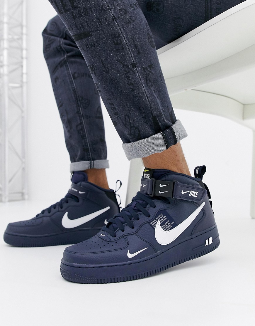Nike Air Force 1 Mid '07 Trainers In Navy 804609-403