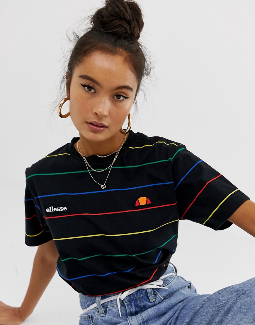 Ellesse relaxed t-shirt with chest logo in rainbow stripe