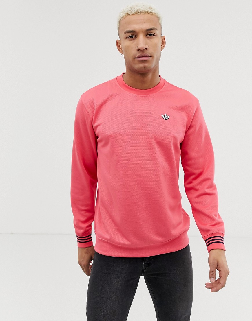 adidas Originals Pique Logo Long Sleeve T-Shirt With High Neck DU7855 Pink
