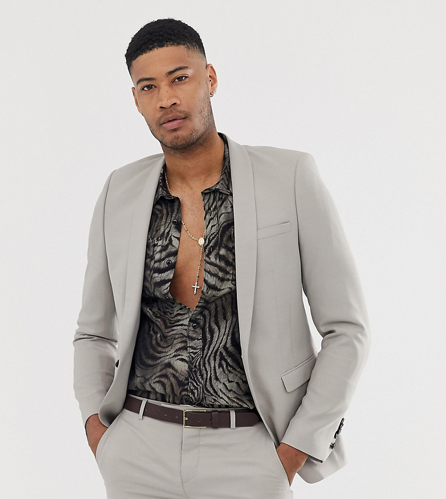 Twisted Tailor tall super skinny suit jacket in grey