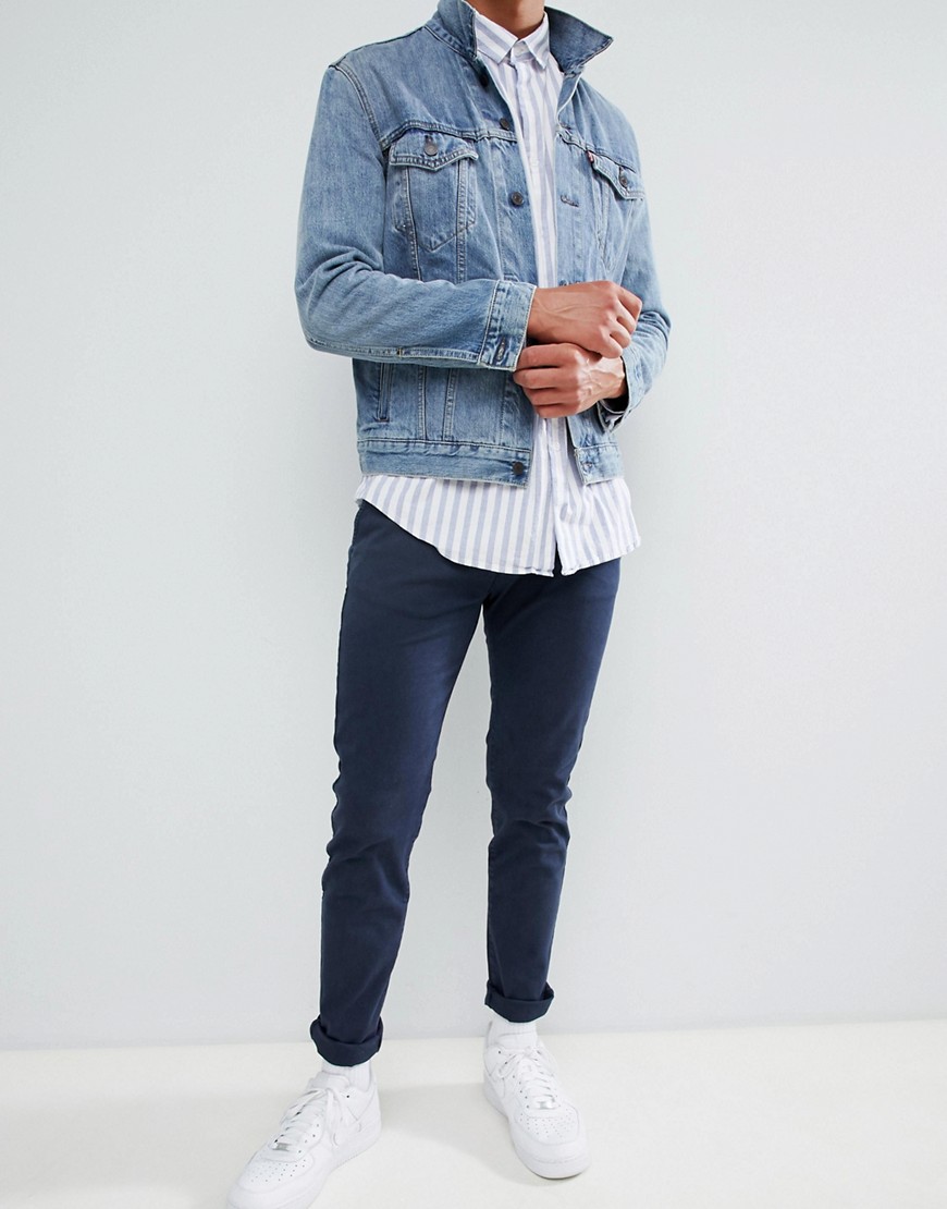 Bellfield regular fit chino in navy with stretch