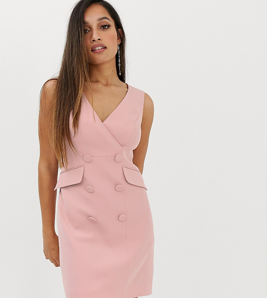 Forever New Petite button detail tux dress in pink