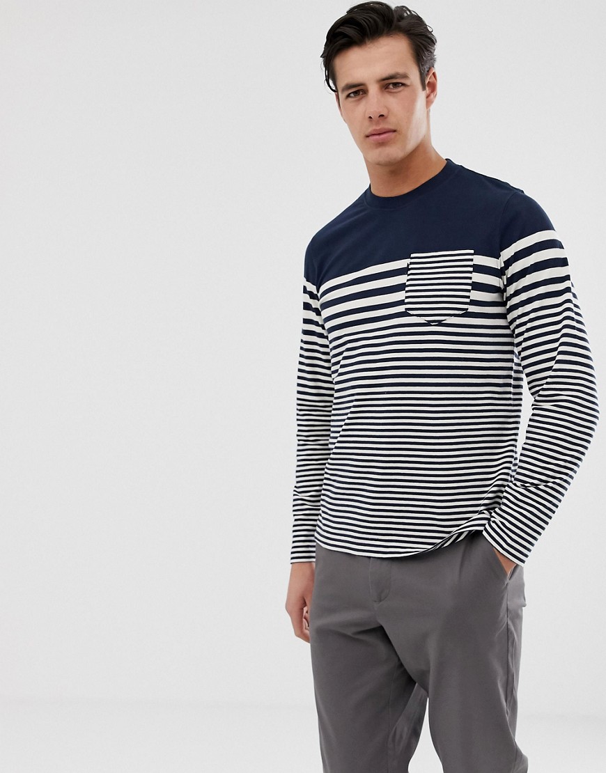 Barbour Triton striped long sleeve top in navy