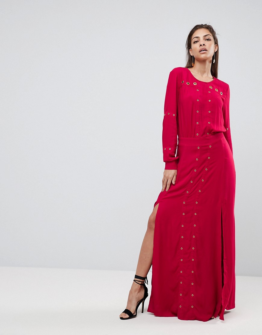 Finders Keepers Maddox Slit Maxi Dress - Crimson