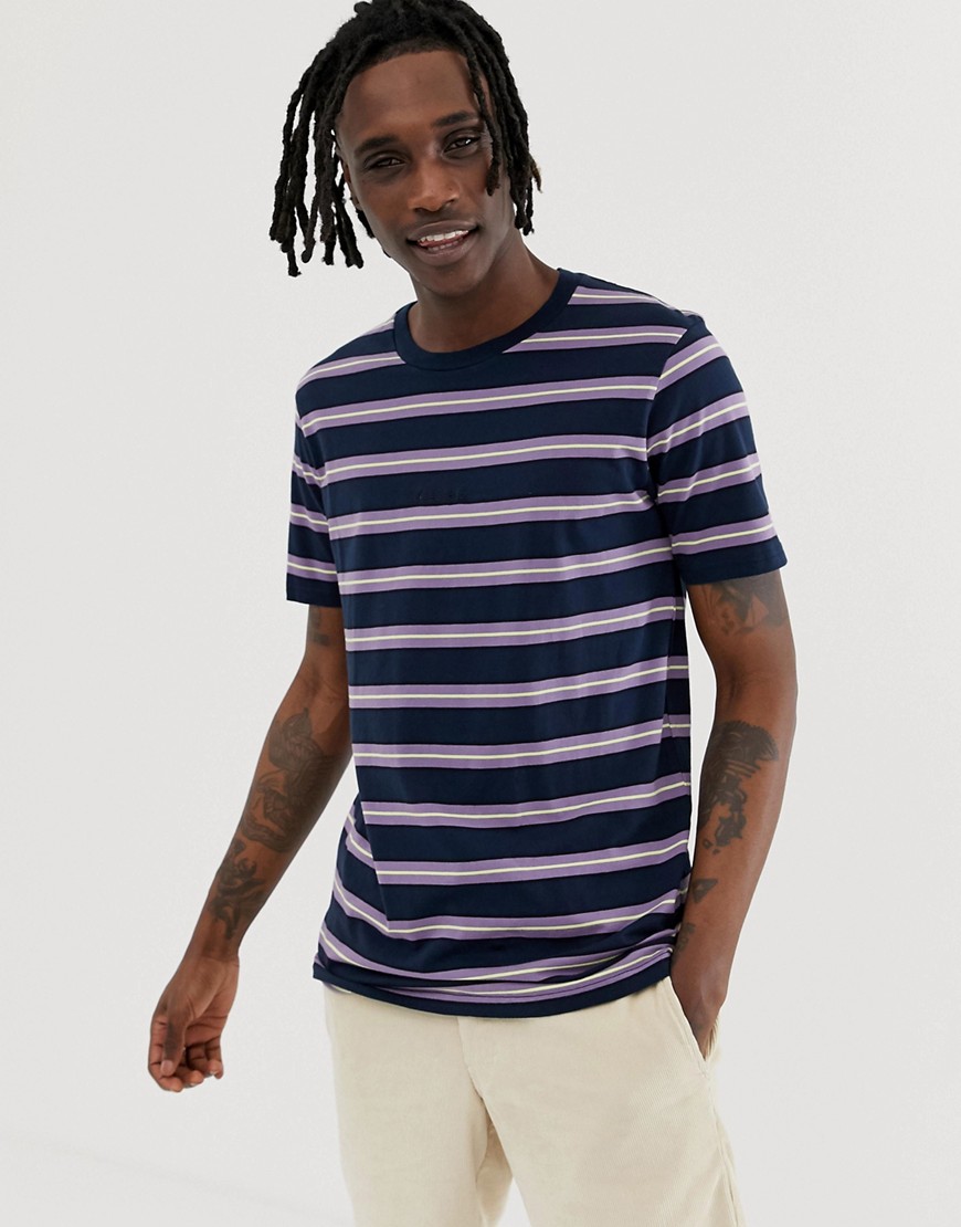 Globe Shift striped t-shirt in lilac and navy