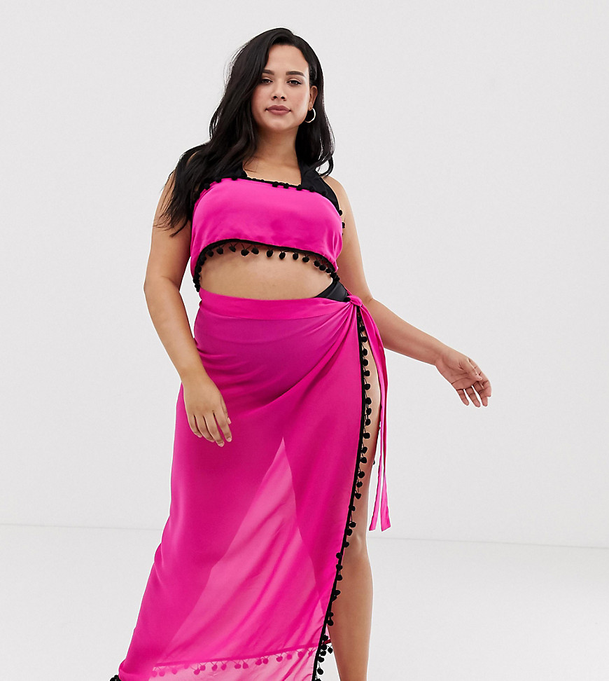 South Beach Curve wrap top & sarong co-ord in pink
