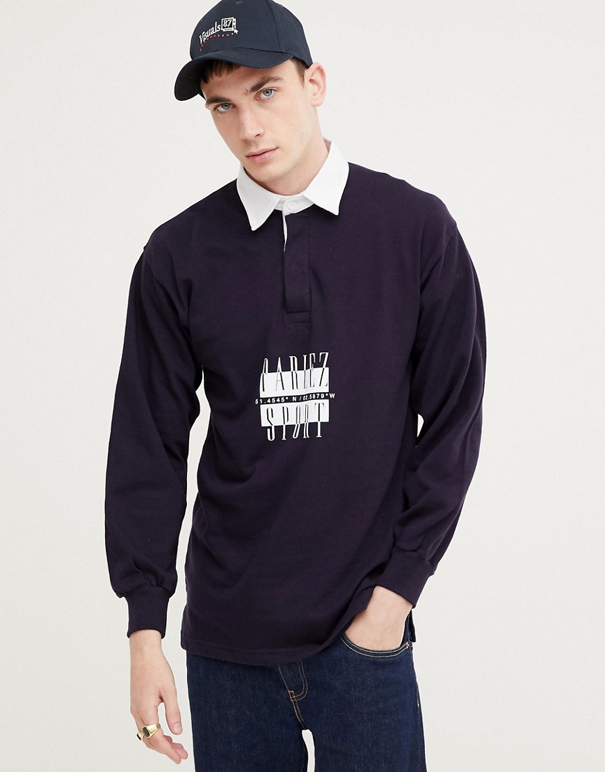 Parlez Rugby Long Sleeve T-Shirt With Sport Logo In Navy Exclusive To ASOS