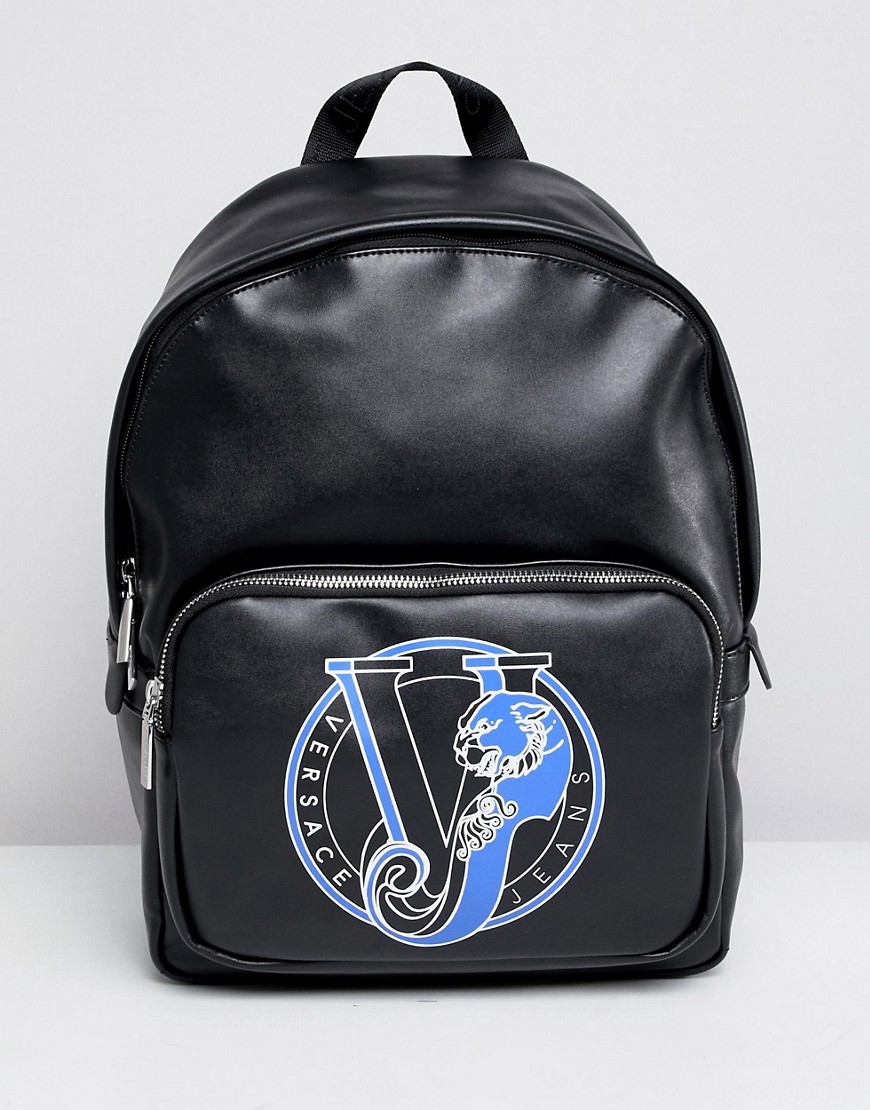 Versace Jeans backpack with blue logo - Black
