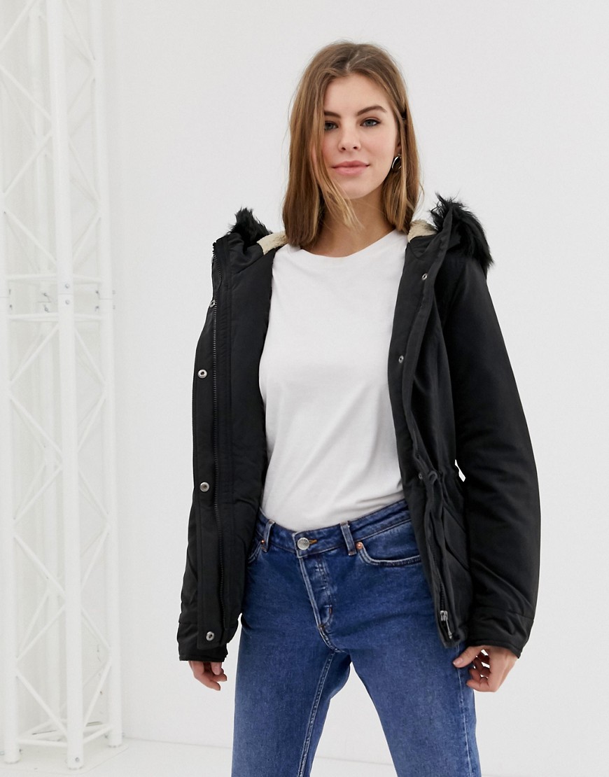 Only Lucca parka coat with faux fur hood