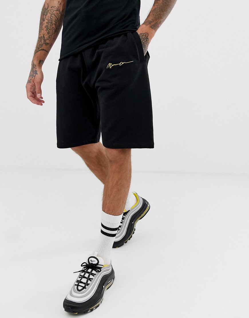 Mennace shorts with signature logo in black