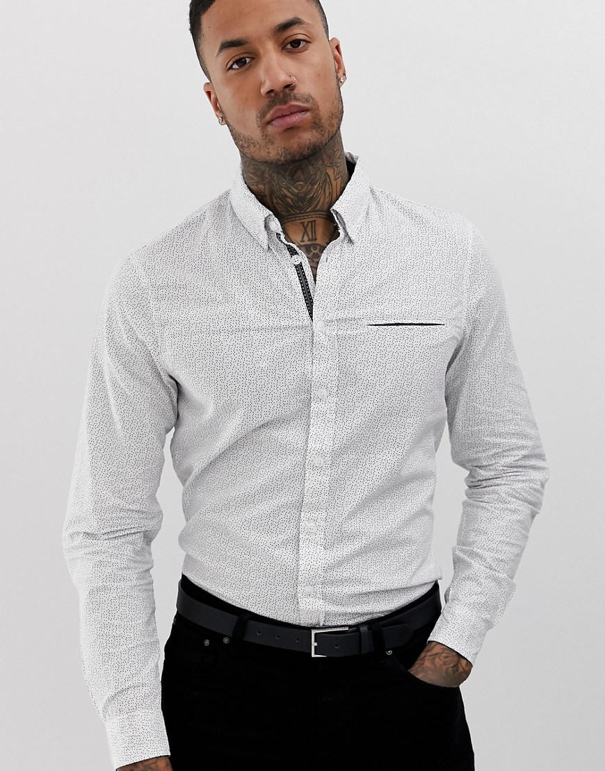 Blend monochrome check shirt in white