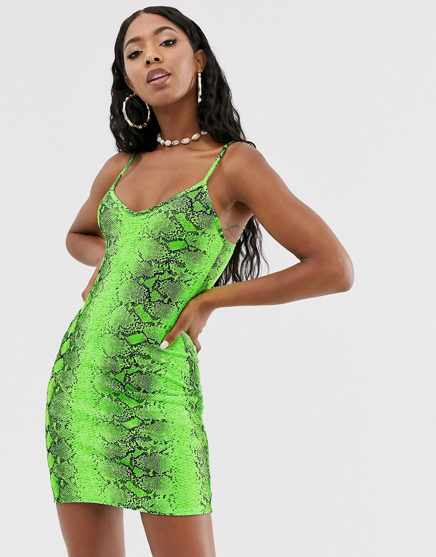 Public Desire cami mini dress in neon snake print
