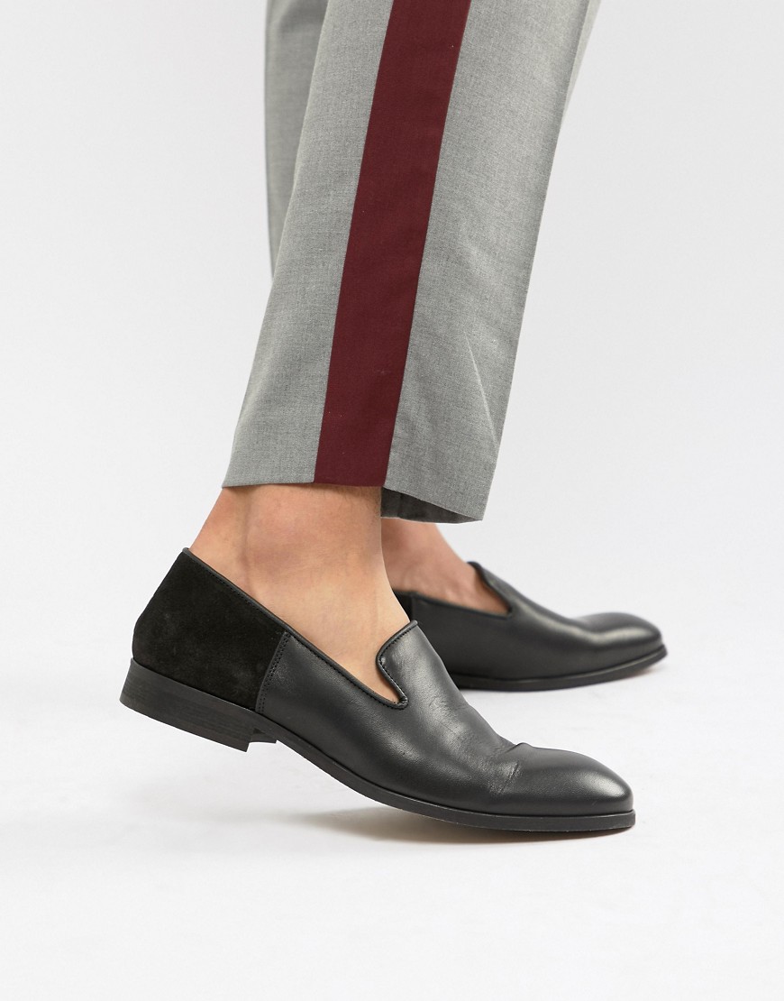 Zign slipper loafers in black leather and suede