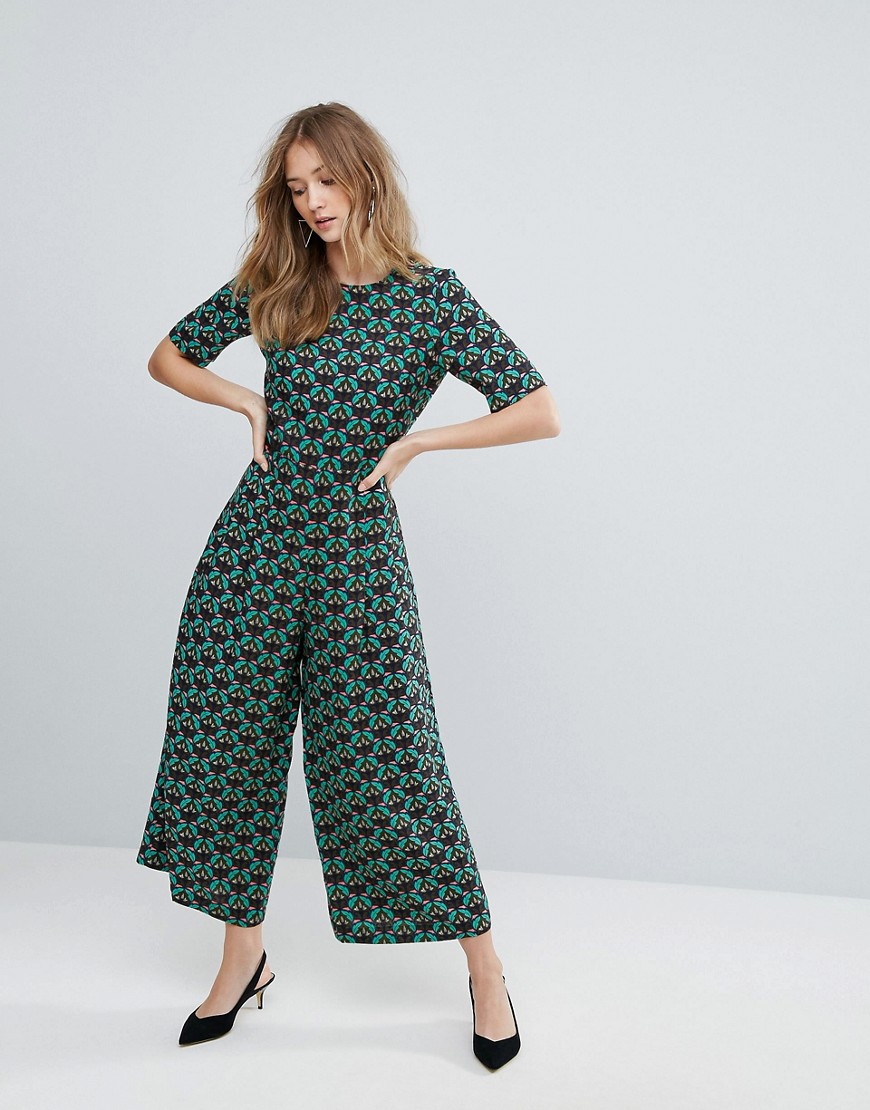 Traffic People Printed Tailored Jumpsuit - Green