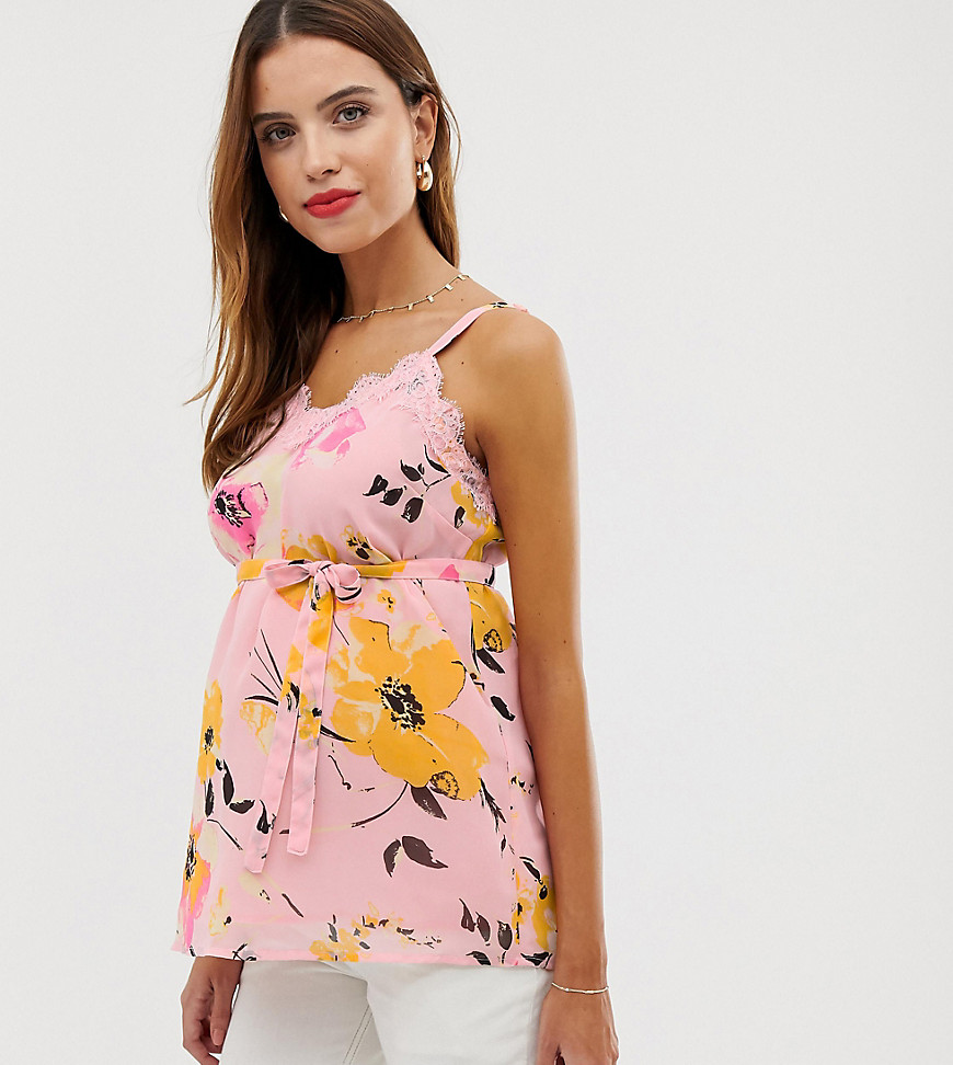 Mamalicious maternity floral printed lace cami top