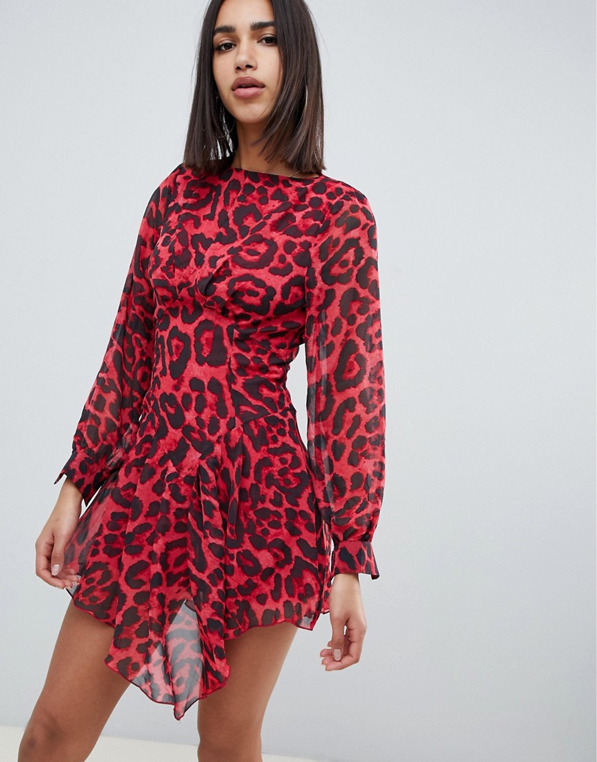 Girl In Mind long sleeve leopard print mini dress