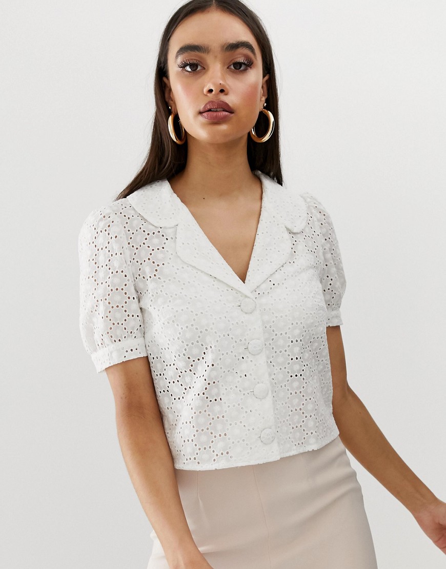 Fashion Union short sleeved blouse in broderie