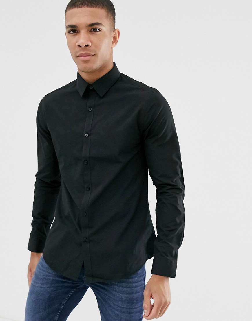 New Look poplin shirt in regular fit in black
