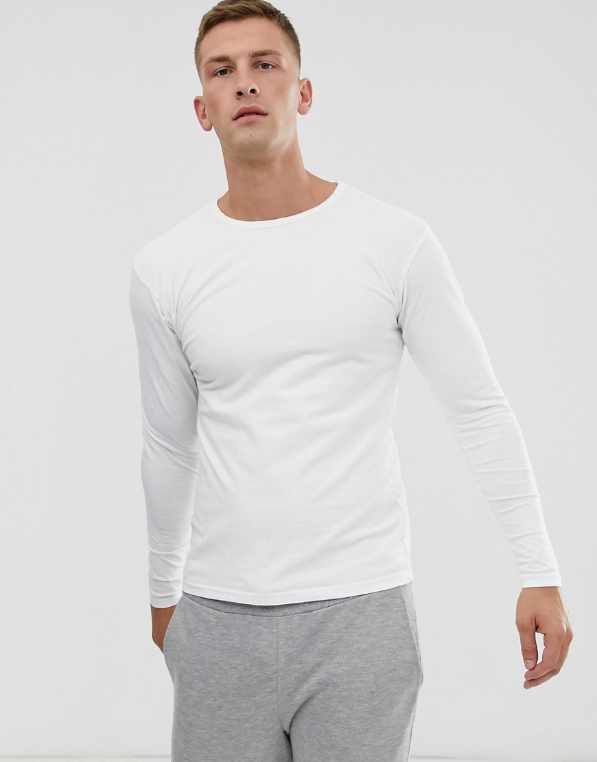Soul Star long sleeve top in muscle fit in white