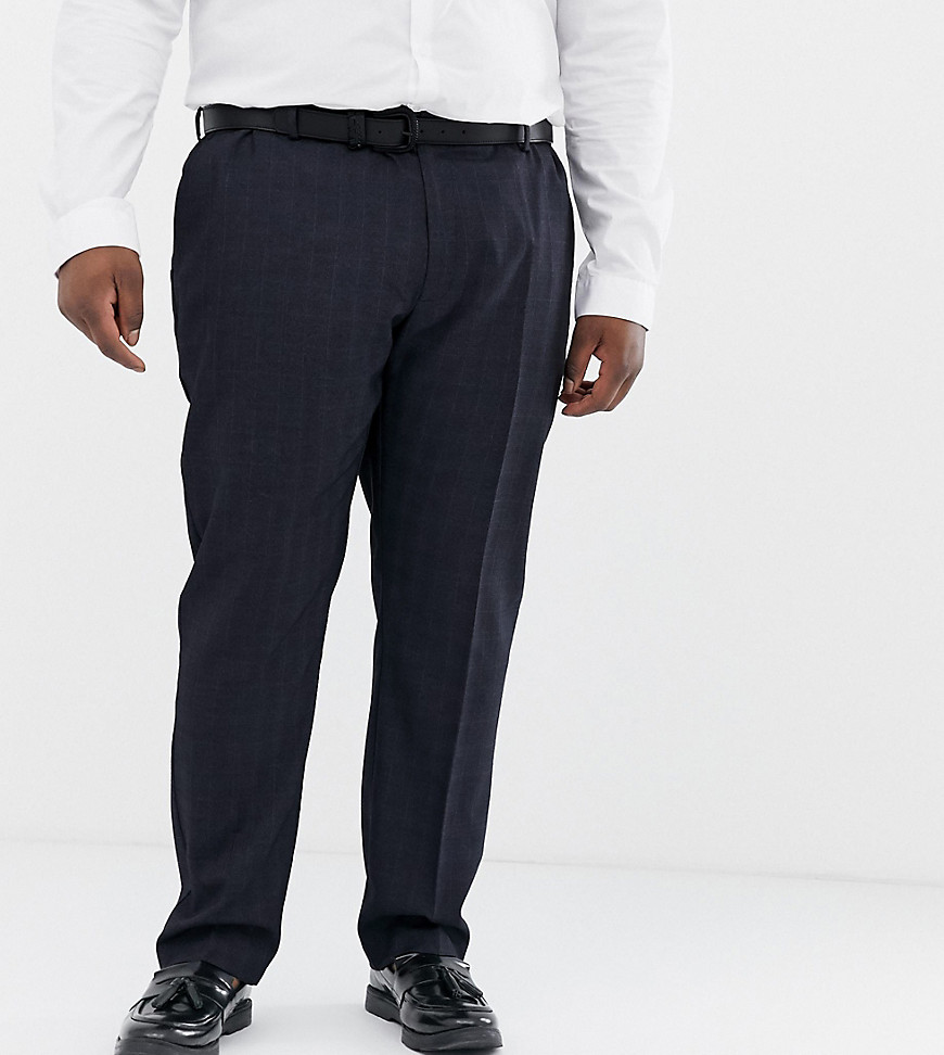 Burton Menswear Big & Tall trousers in navy check