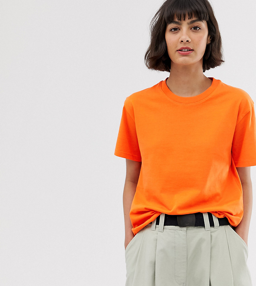 Weekday relaxed fit crew neck t-shirt in orange