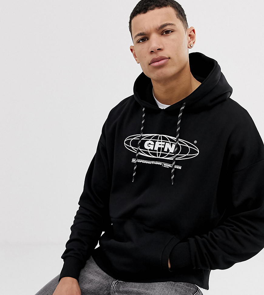 Good For Nothing oversized hoodie in black with globe logo
