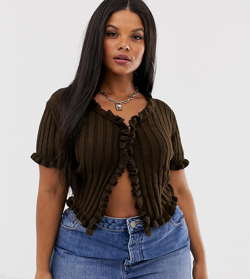 Rokoko Plus ribbed short sleeved knitted top