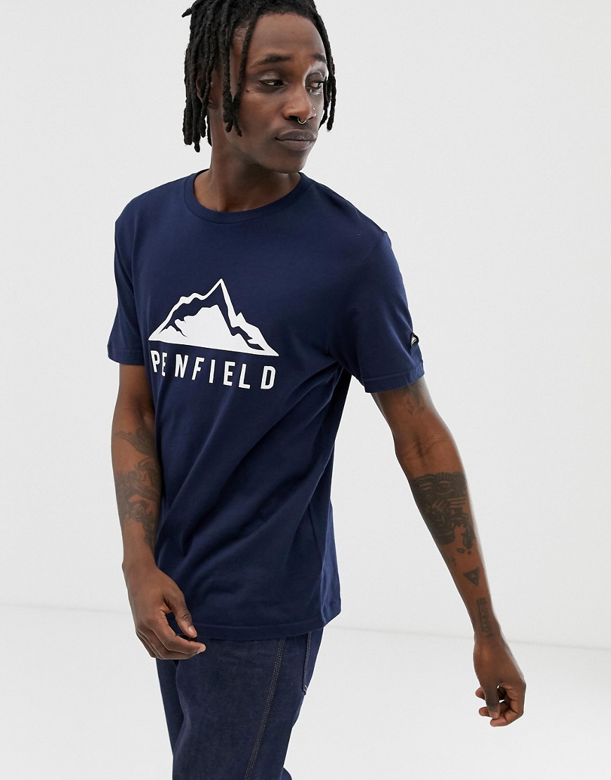 Penfield augusta mountain chest print crew neck t-shirt in navy