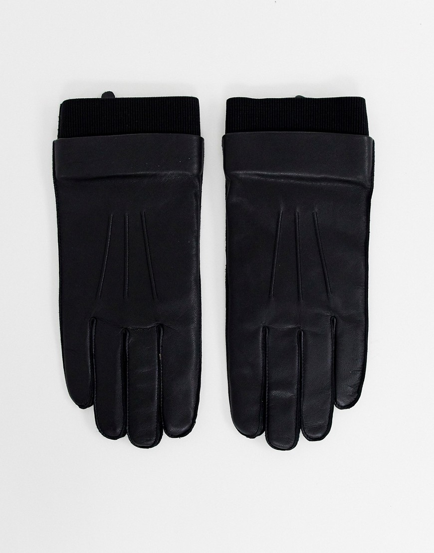 Weekday End leather gloves in black