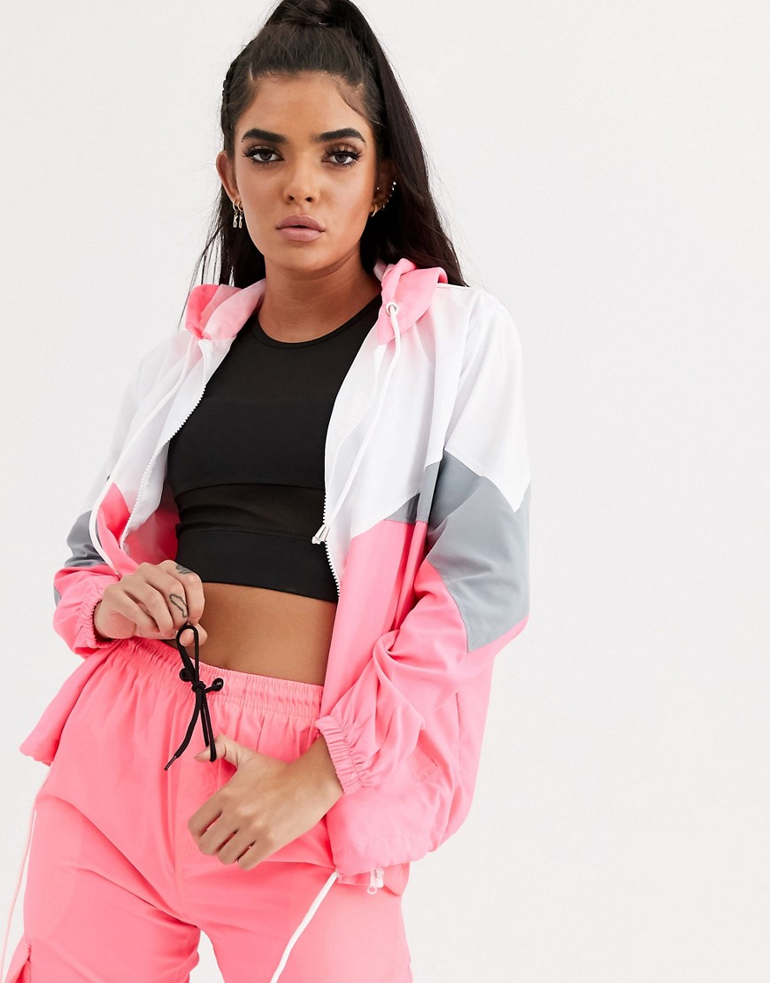 QED London shell jacket in hot pink co-ord