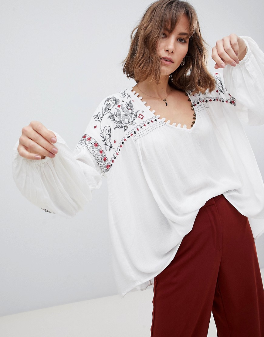 Free People Rock It Tonight embroidered blouse